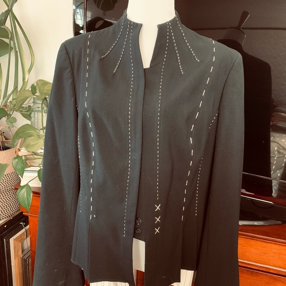 People Like Frank Jacket  Women’s Thick Stitch Embroidered Back Pleats size M - Picture 2 of 7